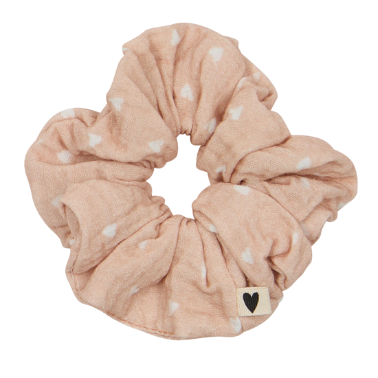 Chouchou gaze de coton handmade l Beige Petits Coeurs