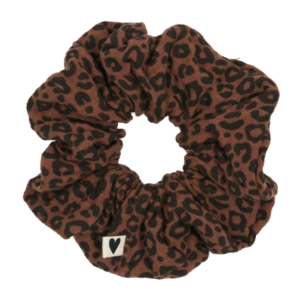 Chouchou gaze de coton handmade l Caramel Léopard