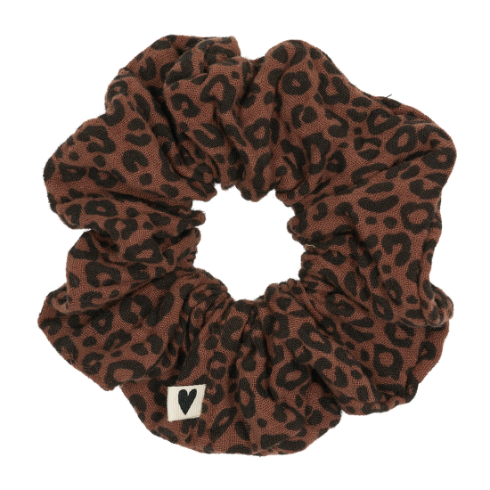 Chouchou gaze de coton handmade l Caramel Léopard