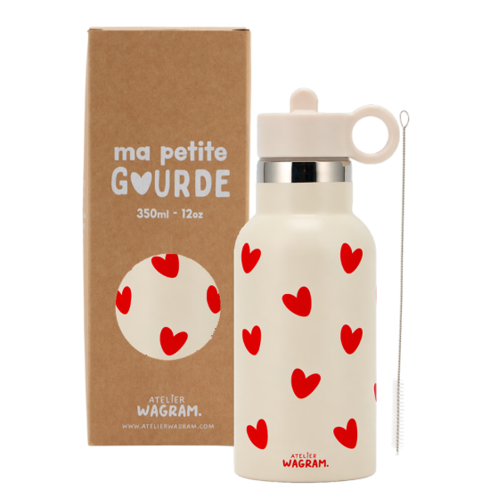 Gourde isotherme l Crème Cœurs Rouges – Image 2