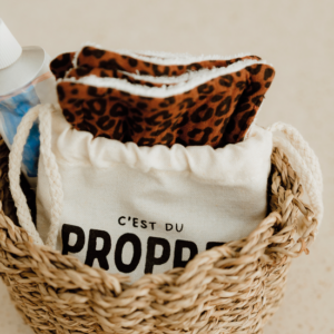 Lot de 4 lingettes lavables en bambou et coton bio l Caramel Léopard