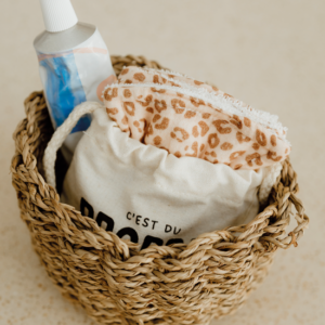 Lot de 4 lingettes lavables en bambou et coton bio l Crème Léopard