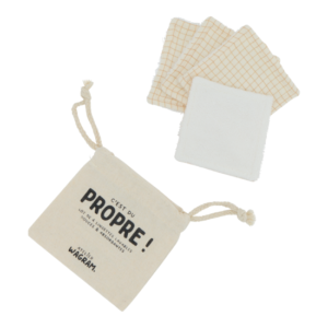Lot de 4 lingettes lavables en bambou et coton bio l Petits carreaux