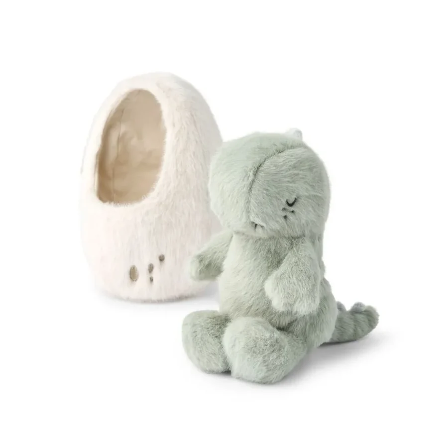 Peluche bébé dinosaure dans son oeuf l Liora dove blue